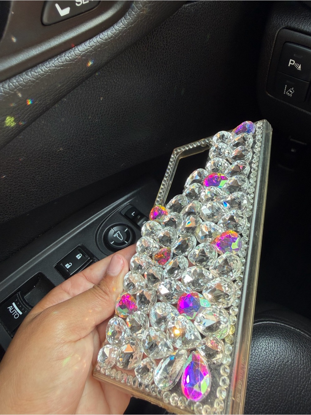 SHEIN Clear Crystal & Aurora Rhinestone Phone Case